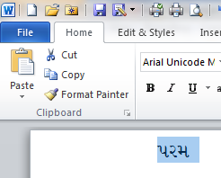 Unicode fonts in Word