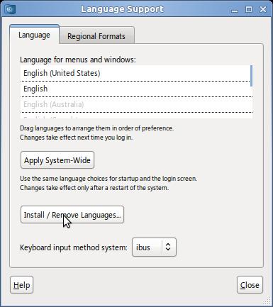 Linux Language Support Box